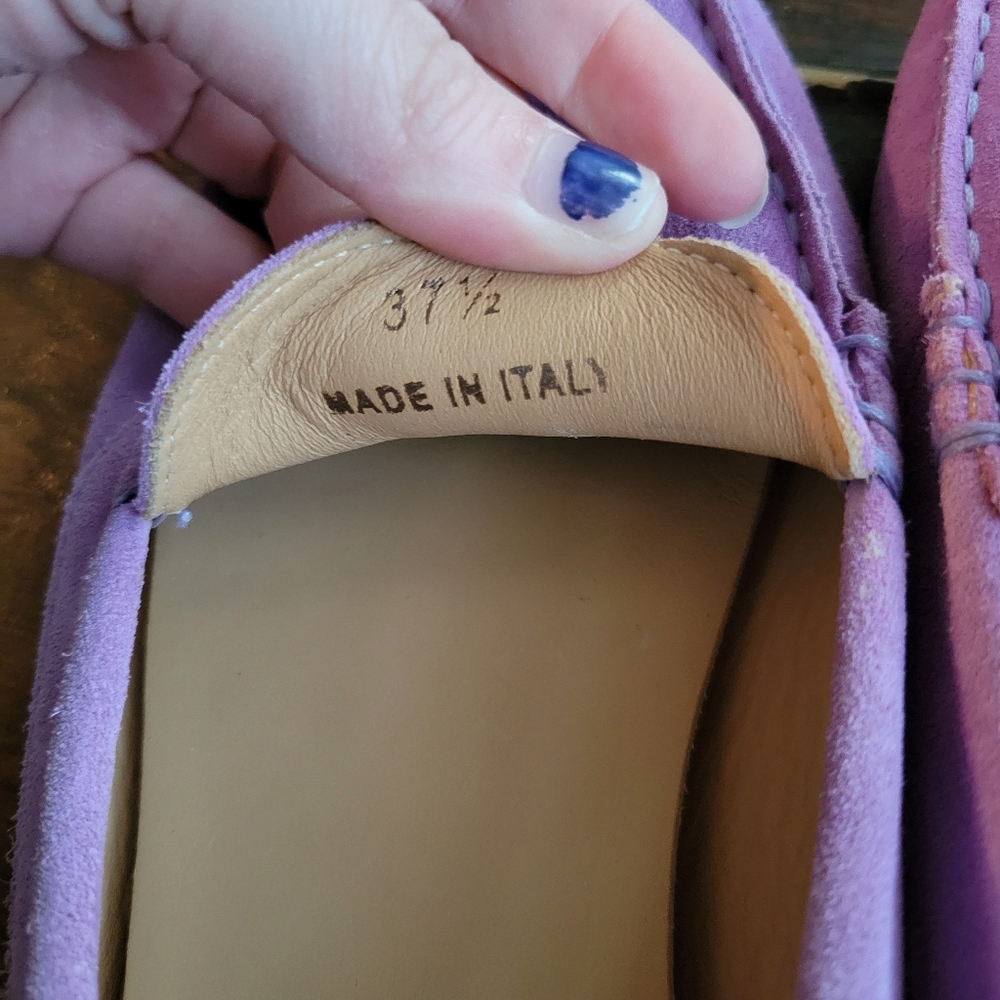 M. Gemi Lavender Suede Loafers - Picture 3 of 5